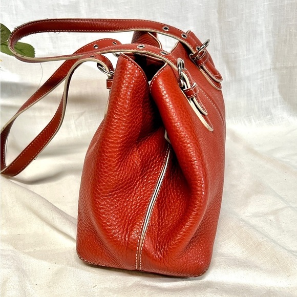 WILSONS LEATHER Pelle Studio orange pebble leather handbag. - Picture 6 of 12